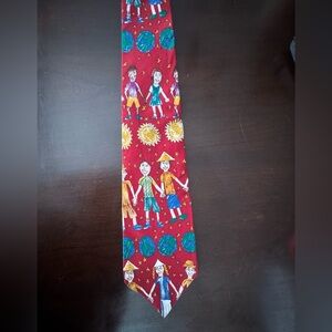 Men's Save The Children "Our Planet,Our People " Tie drawn by Renee age 9.